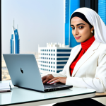 웹사이트 쿠키 설정으로 프라이버시 보호하기 - Businesswoman in a Modern Office**

"A professional Arab businesswoman in a modest, stylish business...