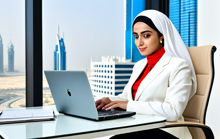 웹사이트 쿠키 설정으로 프라이버시 보호하기 - Businesswoman in a Modern Office**

"A professional Arab businesswoman in a modest, stylish business...