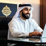 Home 23 정보 유출 시나리오와 대응 전략 - A modern, professional Arabic man in his 30s sitting at a sleek desk in a well-lit home office, focu...
